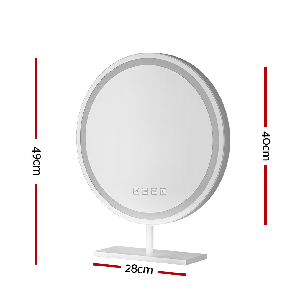 Marlook Makeup Mirror 40x40cm Hollywood Vanity with LED Light Tabletop Round