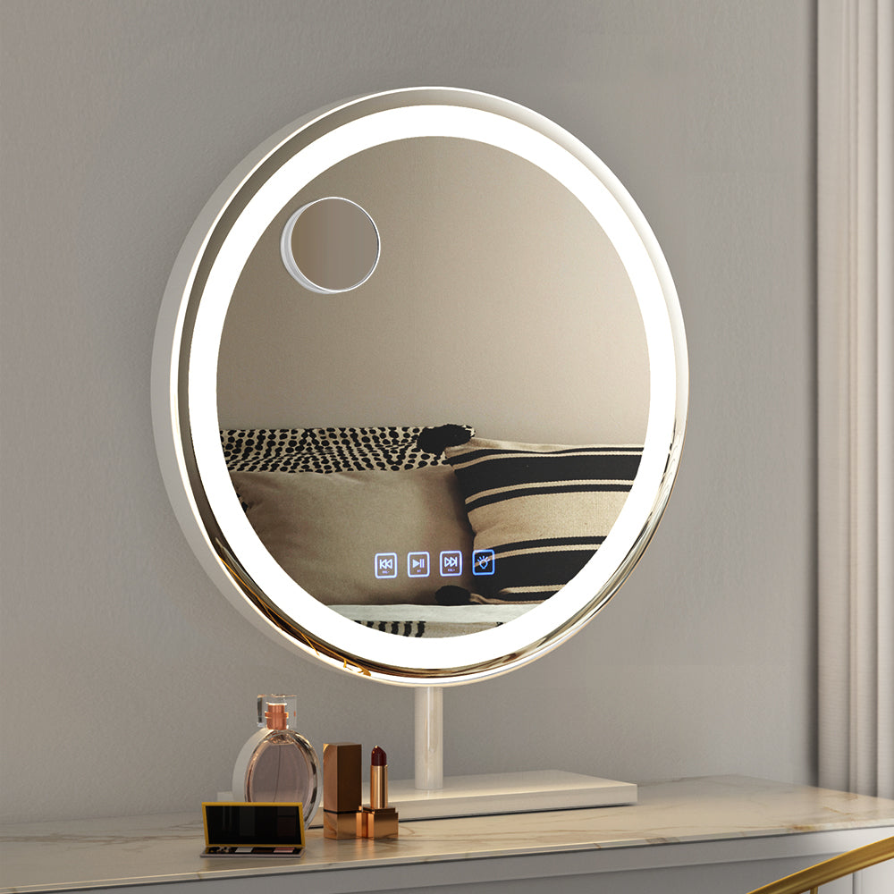 Marlook Makeup Mirror 40x40cm Hollywood Vanity with LED Light Tabletop Round