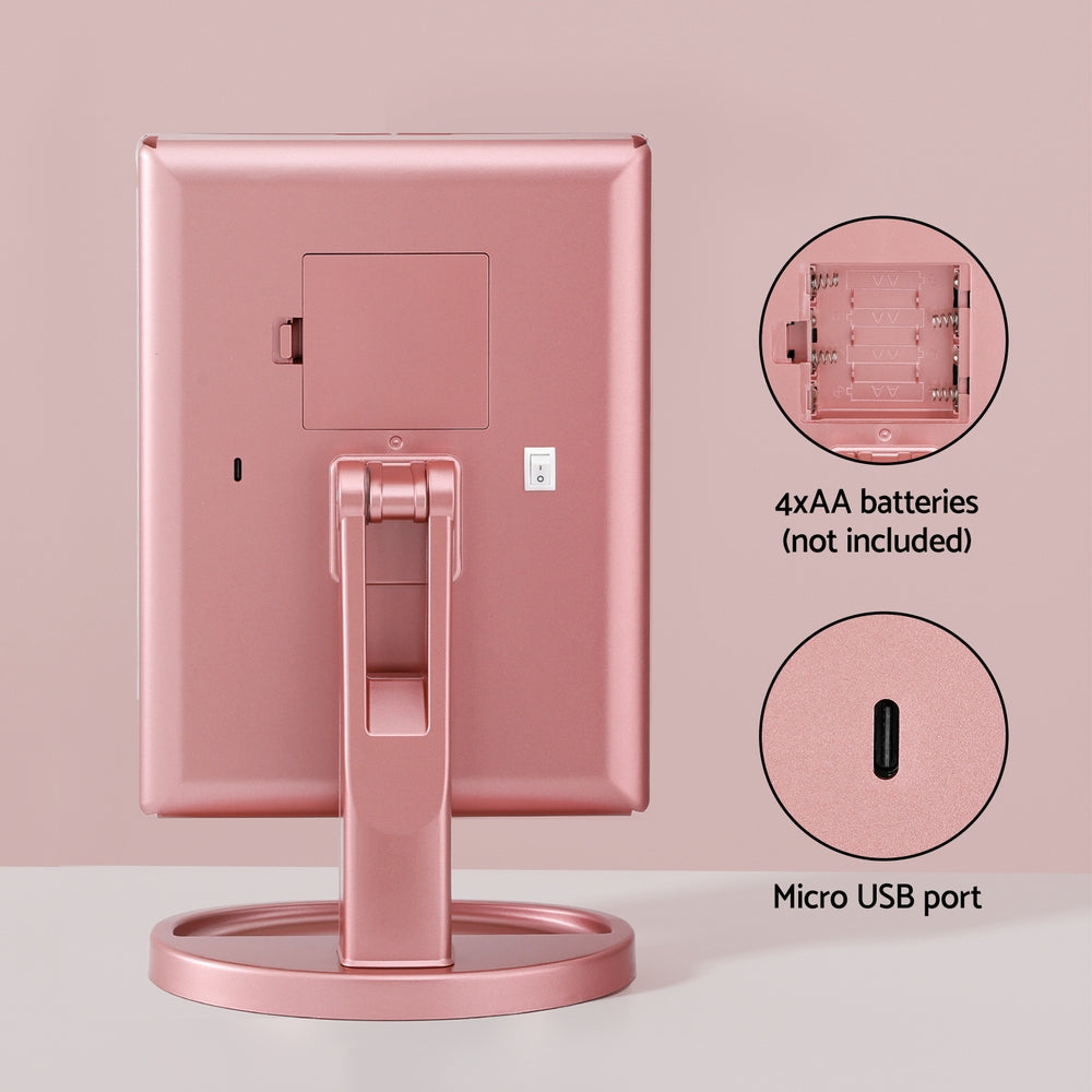 Marlook Tri-fold Makeup Mirror 1X2X3X Magnifying with LED Light Travel Portable Pink