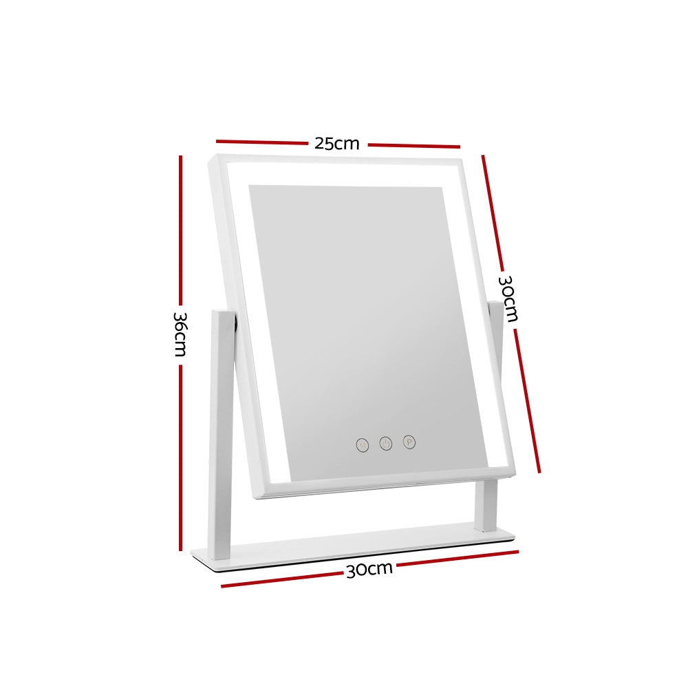 Marlook Makeup Mirror 25x30cm Hollywood Vanity with LED Light Rotation White