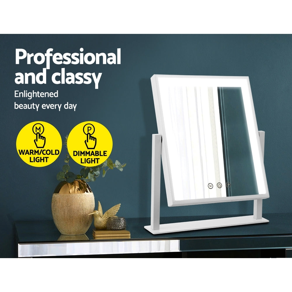 Marlook Makeup Mirror 25x30cm Hollywood Vanity with LED Light Rotation White