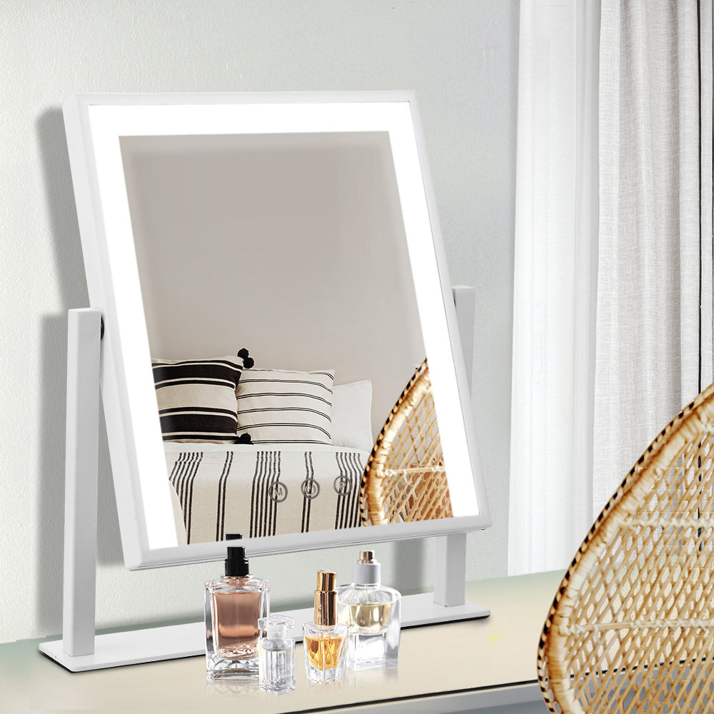 Marlook Makeup Mirror 25x30cm Hollywood Vanity with LED Light Rotation White