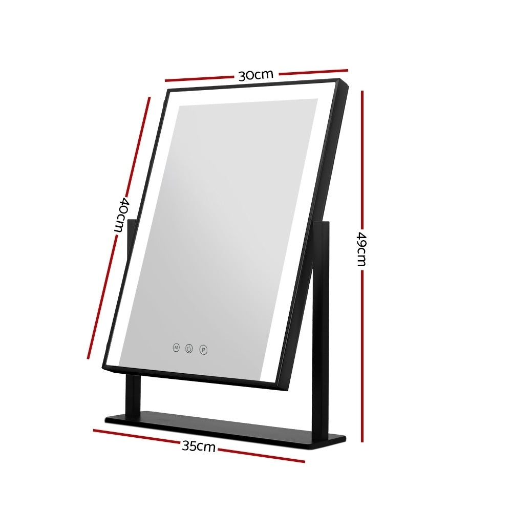 Marlook Makeup Mirror 30x40cm Hollywood Vanity with LED Light Rotation Black