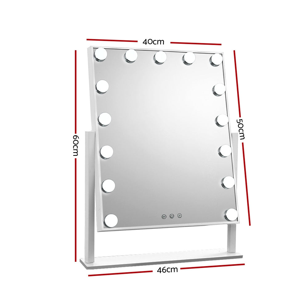 Marlook Makeup Mirror 40x50cm Hollywood Vanity with LED Light Rotation Tabletop