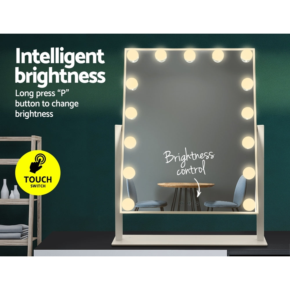 Marlook Makeup Mirror 40x50cm Hollywood Vanity with LED Light Rotation Tabletop