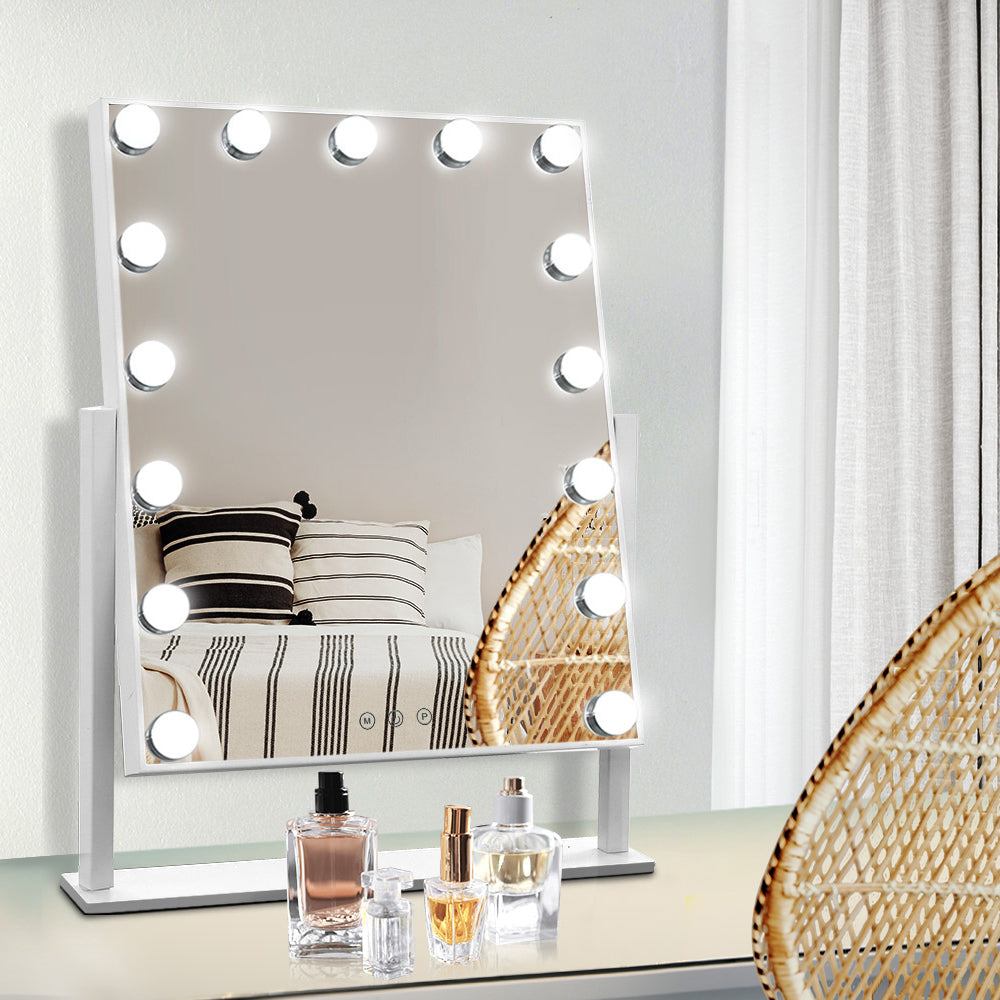 Marlook Makeup Mirror 40x50cm Hollywood Vanity with LED Light Rotation Tabletop