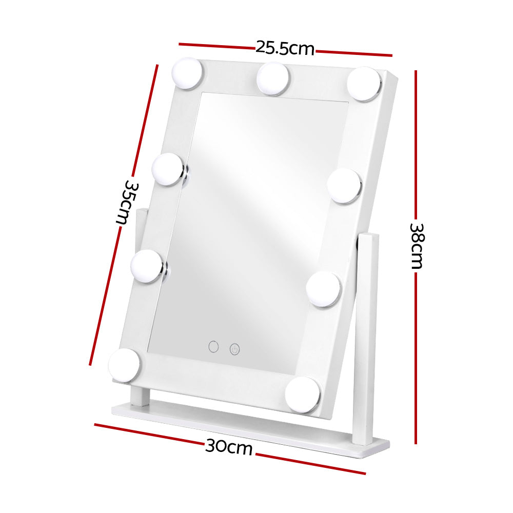 Marlook Makeup Mirror 30x38cm Hollywood Vanity with LED Light Rotation Tabletop