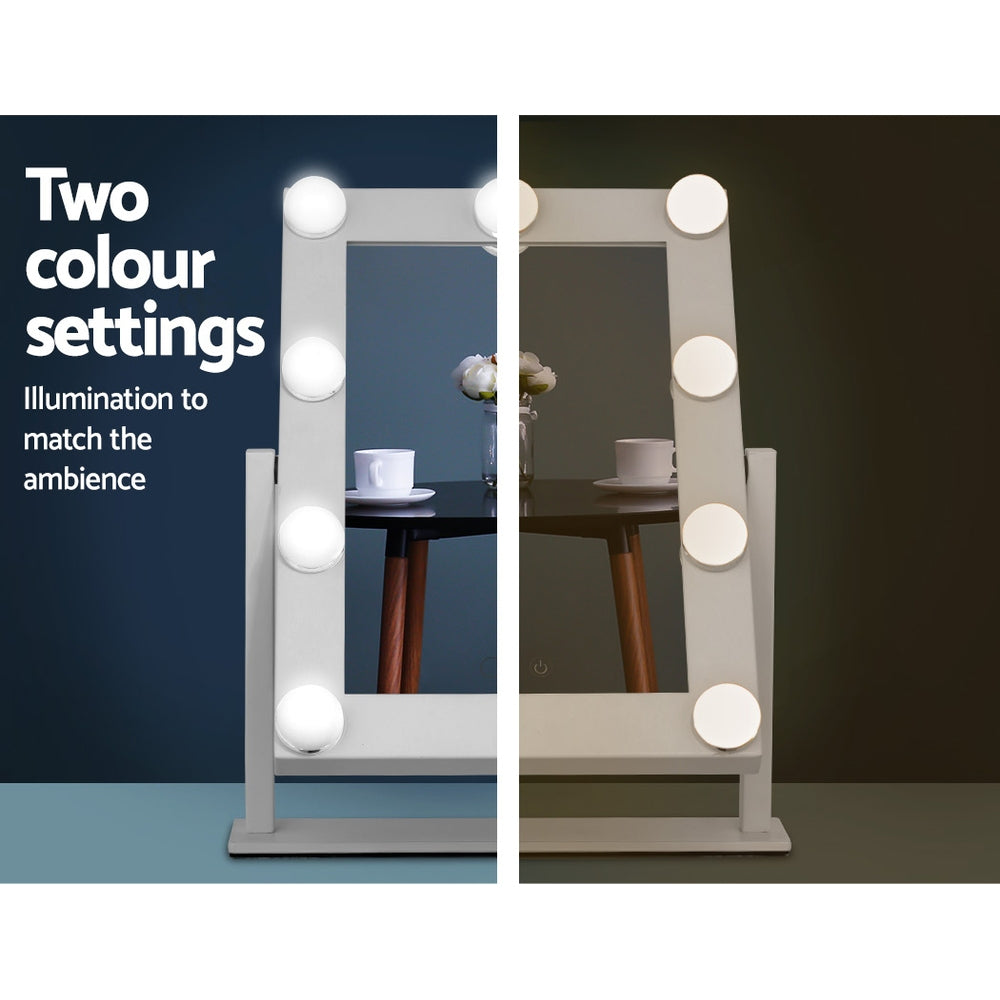 Marlook Makeup Mirror 30x38cm Hollywood Vanity with LED Light Rotation Tabletop