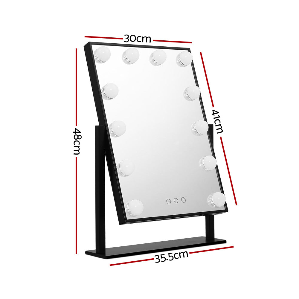 Marlook Makeup Mirror 30x48cm Hollywood Vanity with LED Light Rotation Tabletop