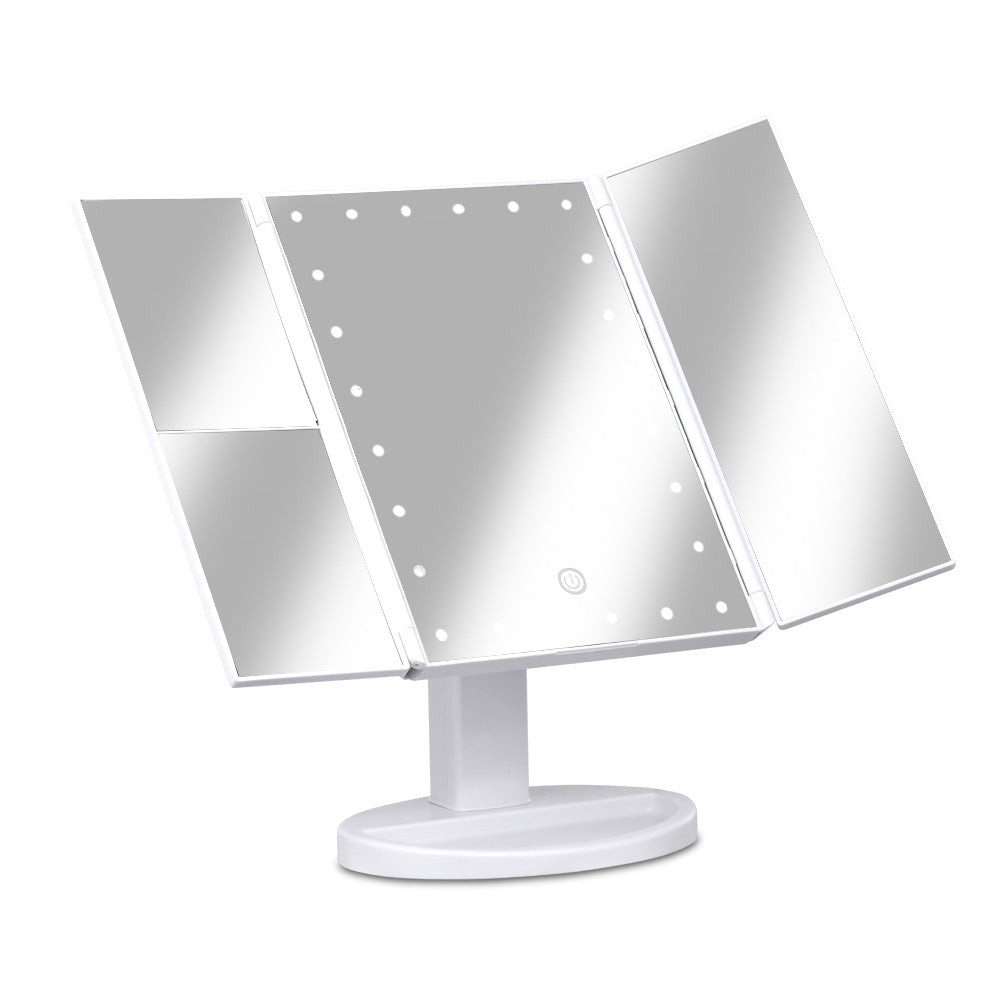 Marlook Tri-fold Makeup Mirror 1X2X3X Magnifying with LED Light Travel Portable