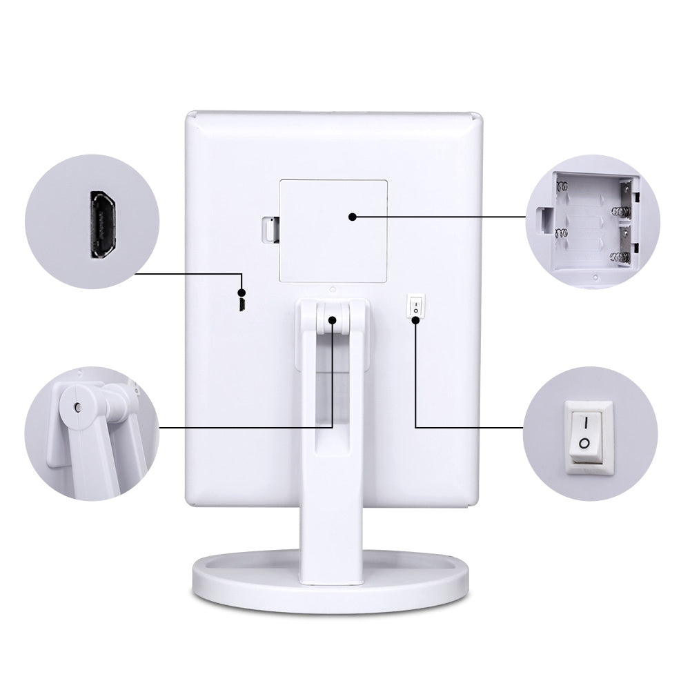 Marlook Tri-fold Makeup Mirror 1X2X3X Magnifying with LED Light Travel Portable