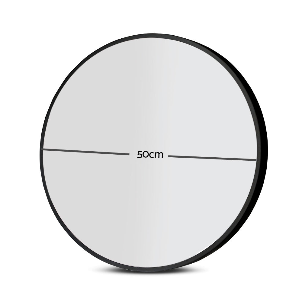Marlook Wall Mirror Makeup 50cm Home Decor Framed Mirrors Bathroom Round Black