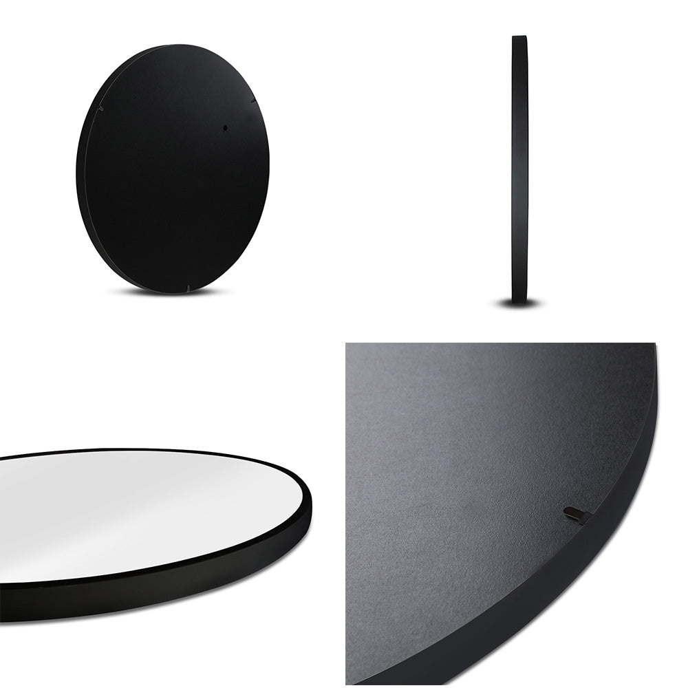 Marlook Wall Mirror Makeup 50cm Home Decor Framed Mirrors Bathroom Round Black