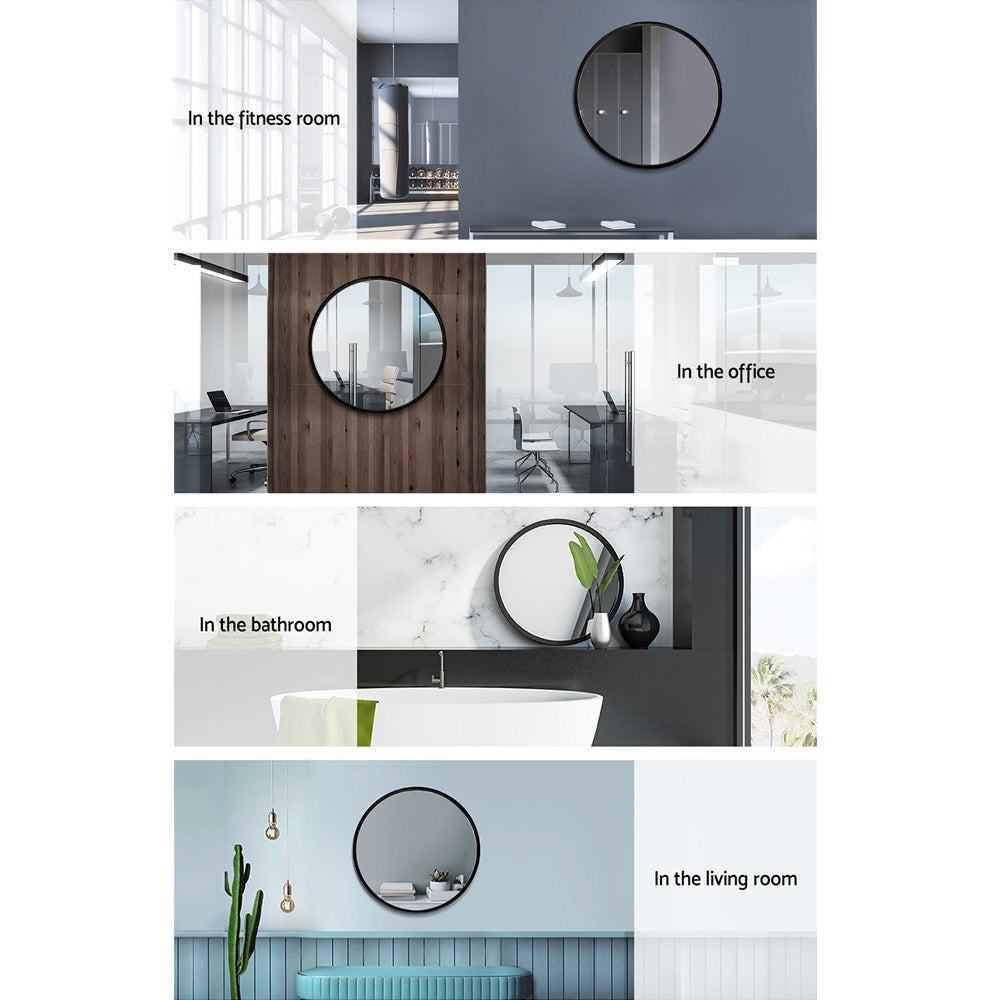Marlook Wall Mirror Makeup 50cm Home Decor Framed Mirrors Bathroom Round Black