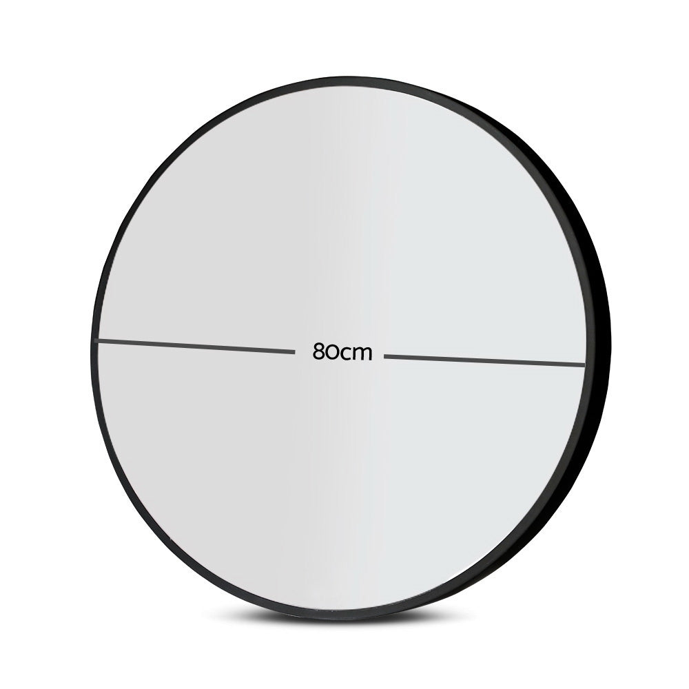 Marlook Wall Mirror Makeup 80cm Home Decor Framed Mirrors Bathroom Round Black
