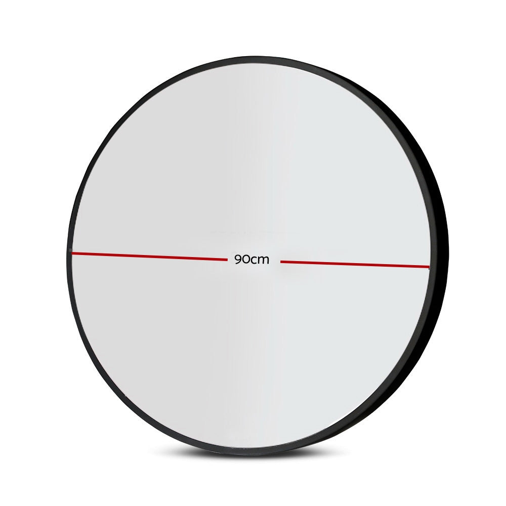 Marlook Wall Mirror Makeup 90cm Home Decor Framed Mirrors Bathroom Round Black