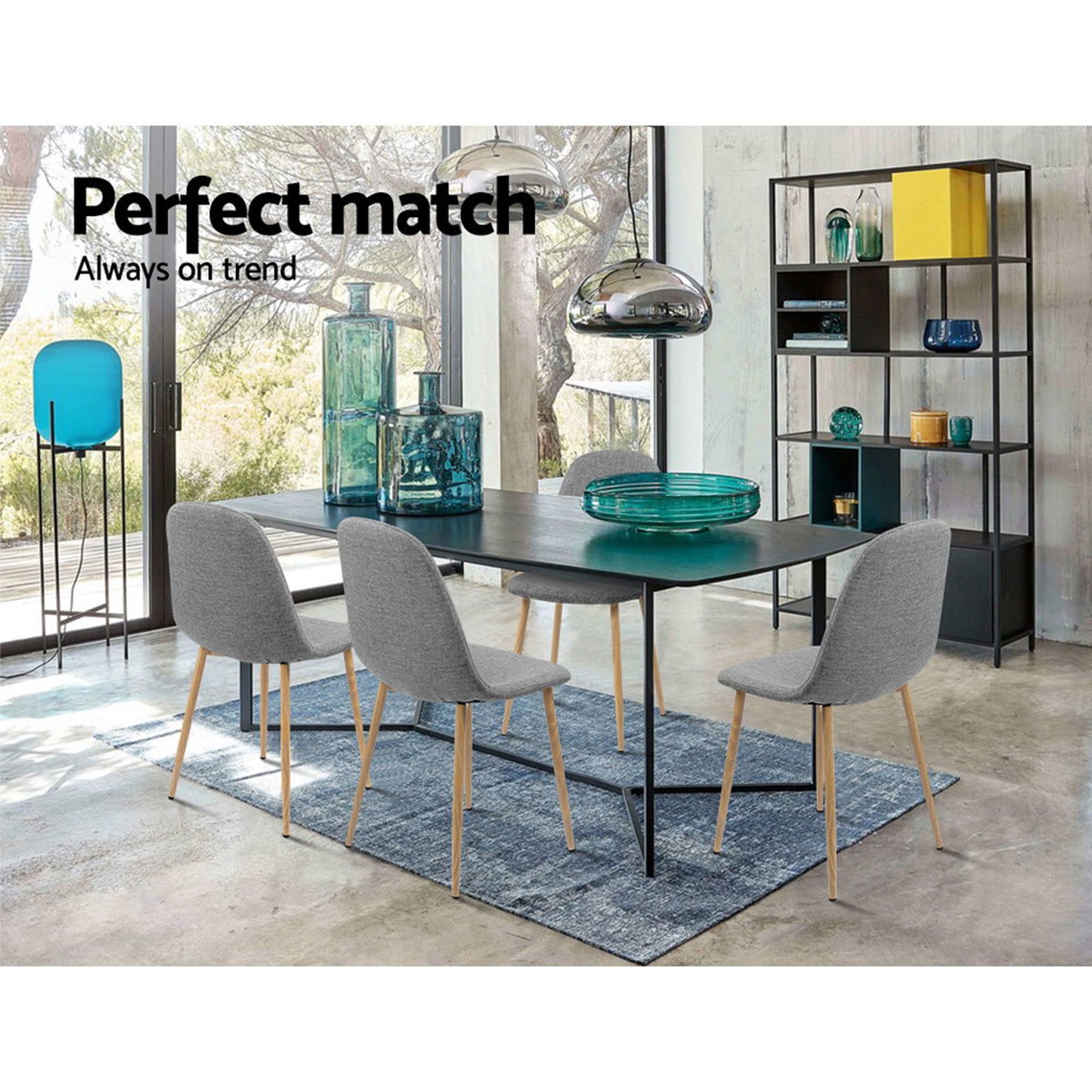Marlook Dining Chairs Set of 4 Linen Curved Slope Grey