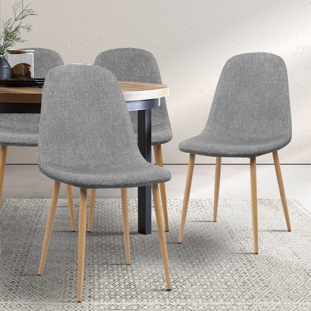Marlook Dining Chairs Set of 4 Linen Curved Slope Grey