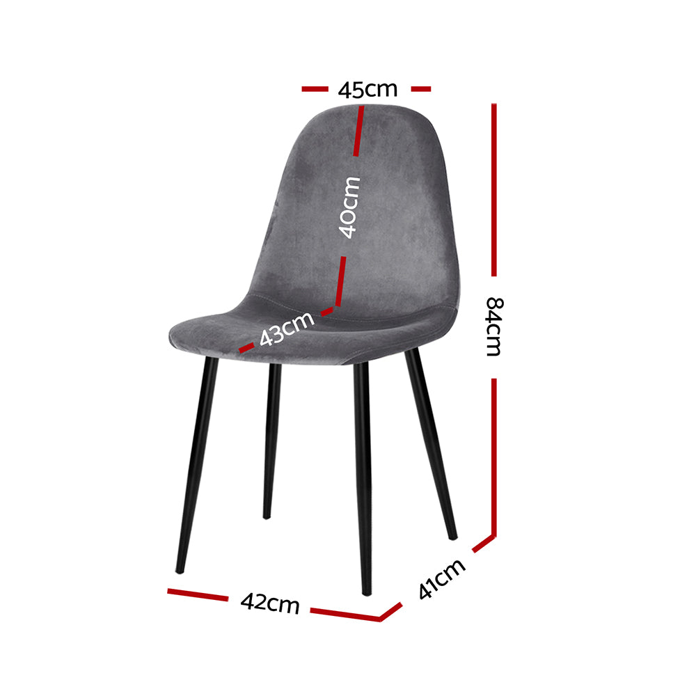 Marlook Dining Chairs Set of 4 Velvet Curved Slope Grey