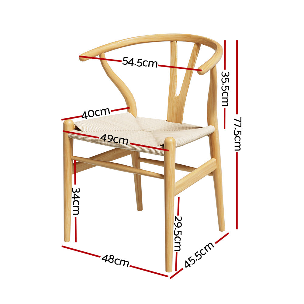 Marlook Dining Chair Wooden Rattan Seat Wishbone Back