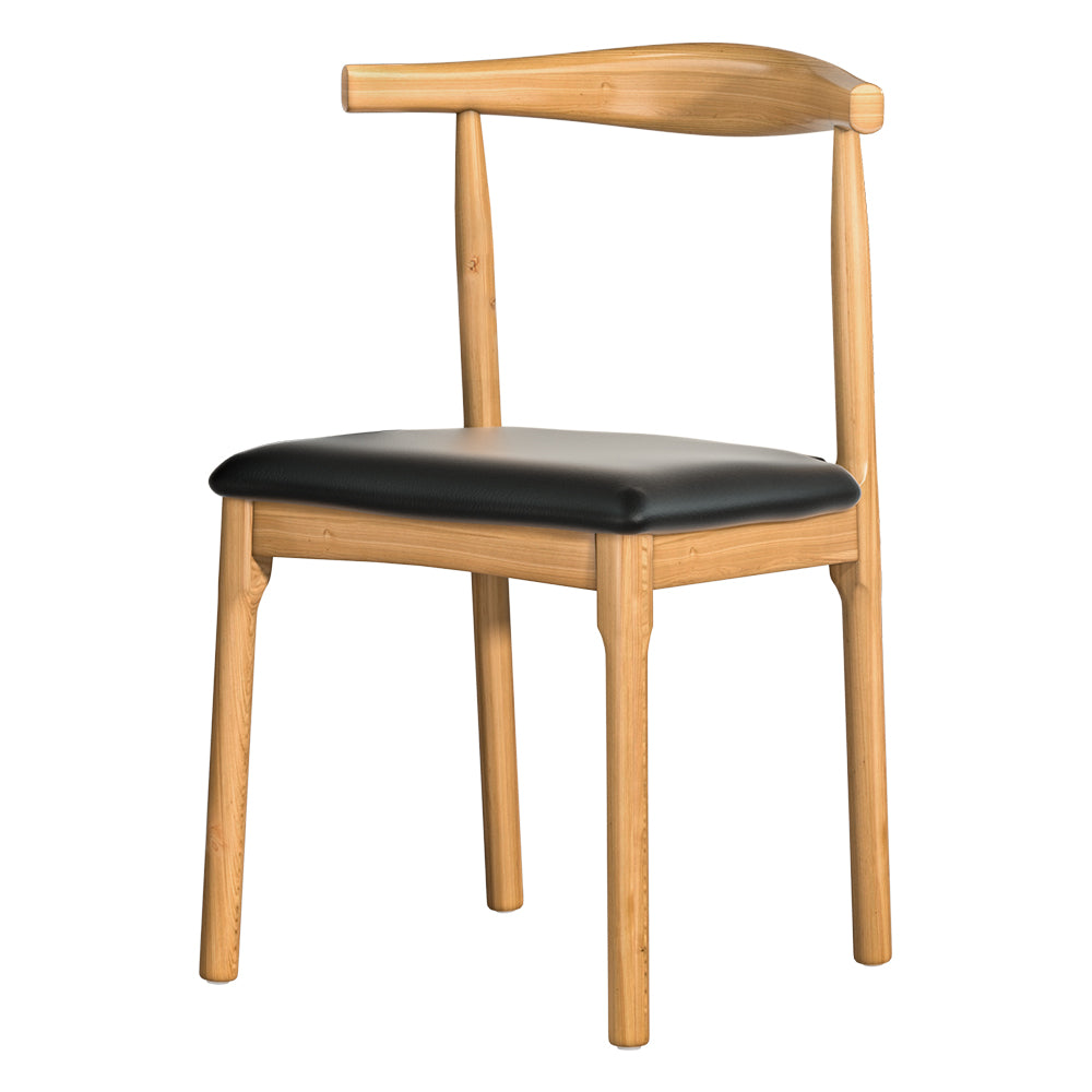 Marlook Dining Chair Rubber Wood Leather Seat Black