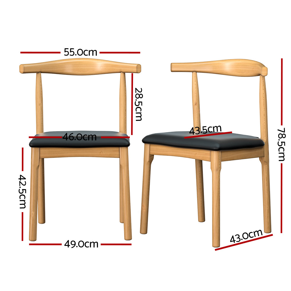 Marlook Dining Chair Rubber Wood Leather Seat Black
