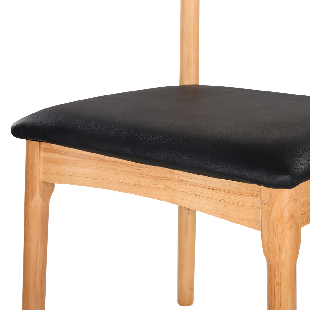 Marlook Dining Chair Rubber Wood Leather Seat Black