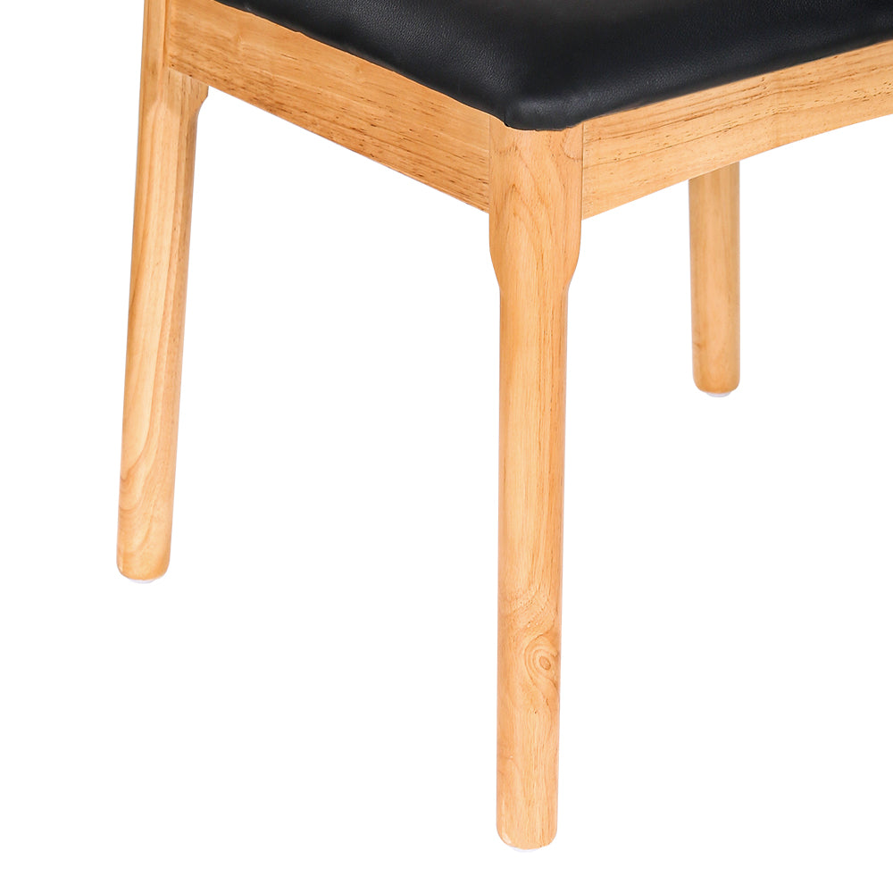 Marlook Dining Chair Rubber Wood Leather Seat Black