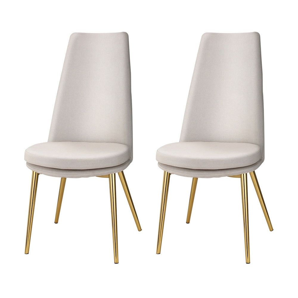 Marlook Dining Chairs Set of 2 Linen Fabric High Back Beige