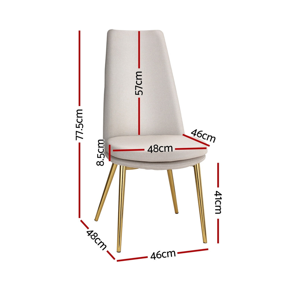 Marlook Dining Chairs Set of 2 Linen Fabric High Back Beige