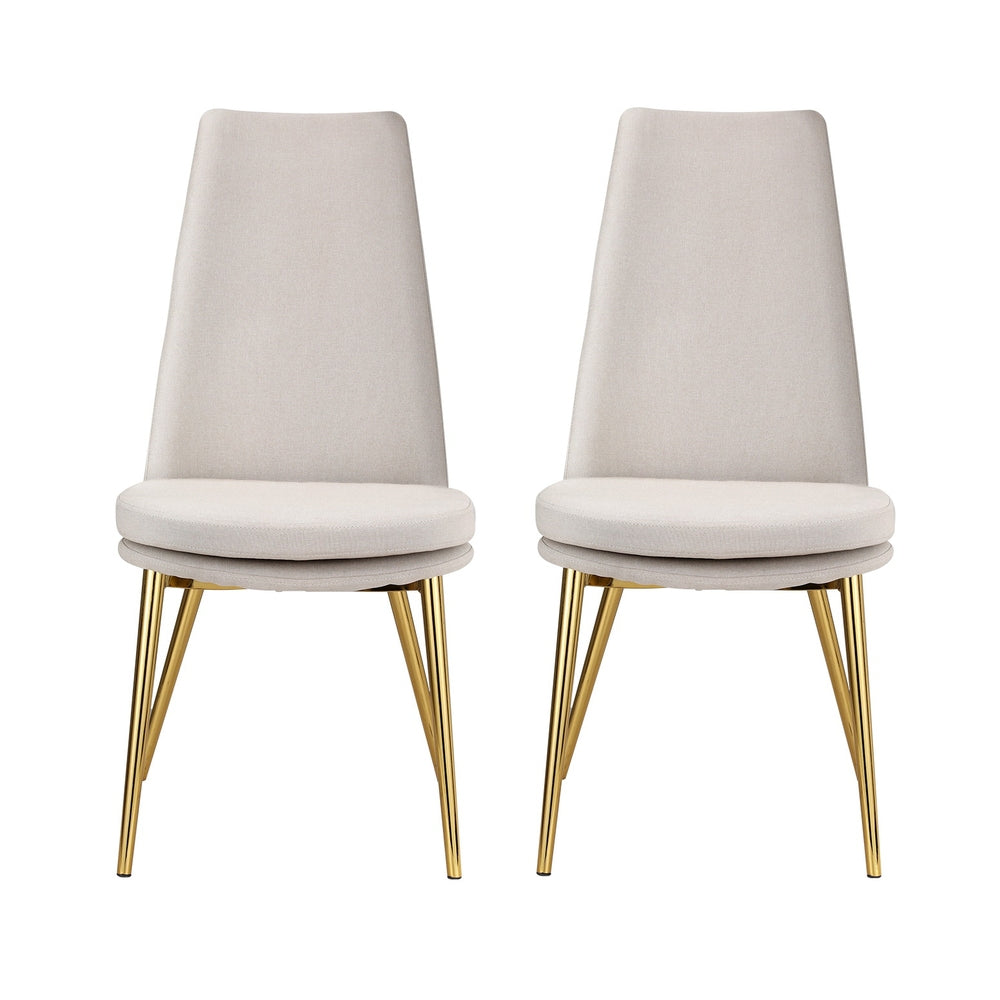 Marlook Dining Chairs Set of 2 Linen Fabric High Back Beige