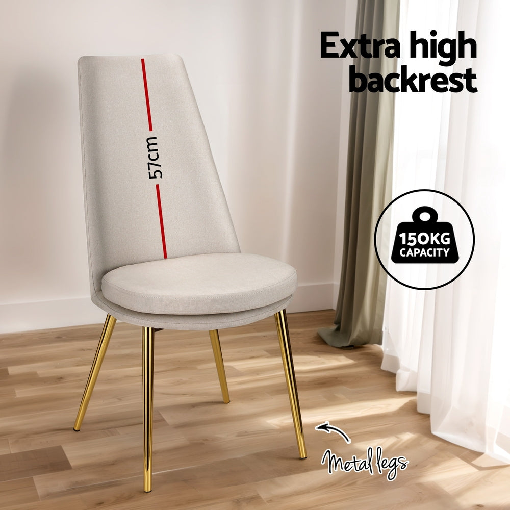 Marlook Dining Chairs Set of 2 Linen Fabric High Back Beige