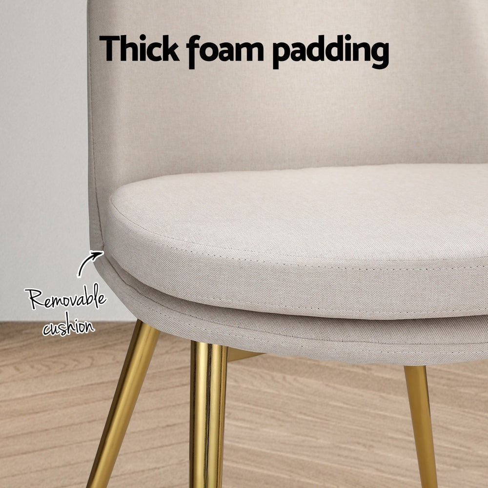 Marlook Dining Chairs Set of 2 Linen Fabric High Back Beige