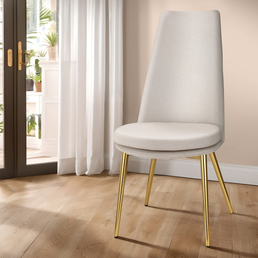 Marlook Dining Chairs Set of 2 Linen Fabric High Back Beige