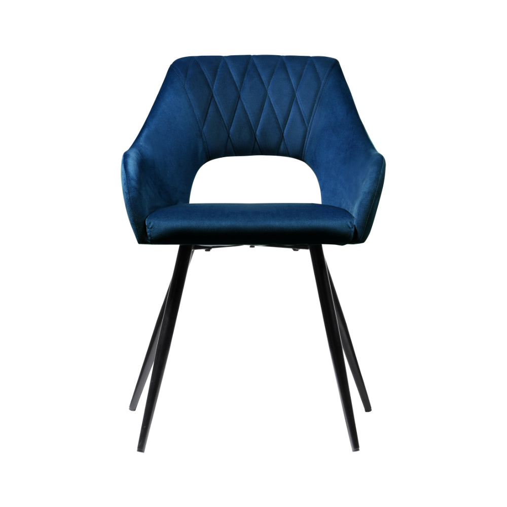 Marlook Dining Chairs Set of 2 Velvet Hollow Armchair Blue