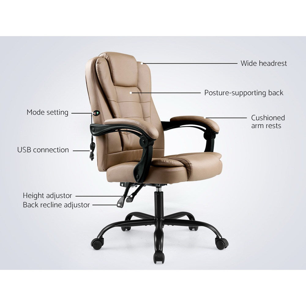 Marlook 2 Point Massage Office Chair PU Leather Espresso