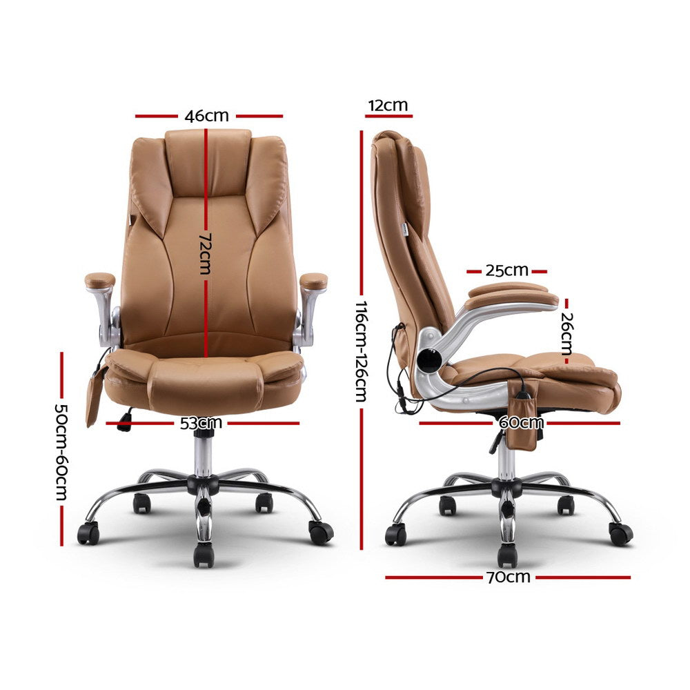 Marlook 8 Point Massage Office Chair PU Leather Espresso