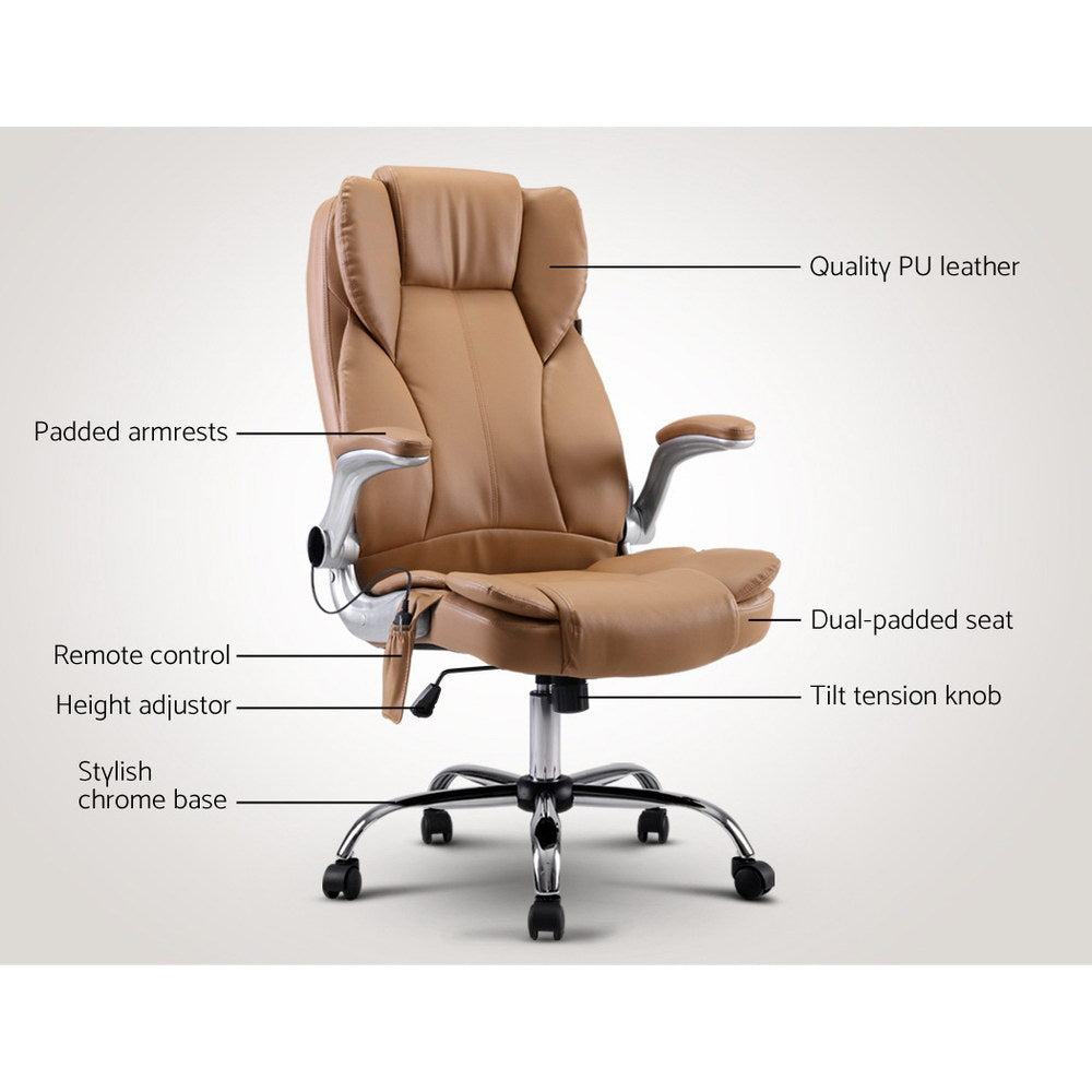 Marlook 8 Point Massage Office Chair PU Leather Espresso