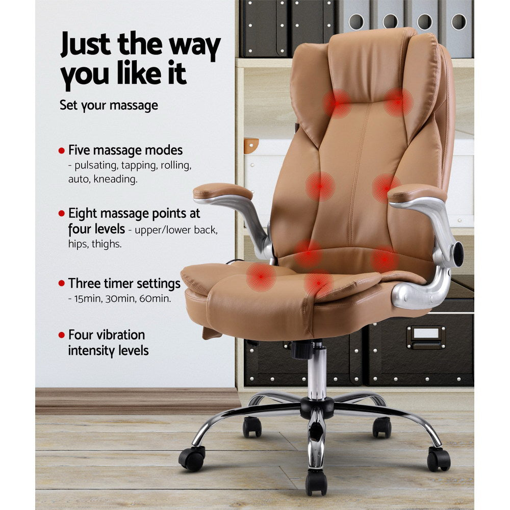 Marlook 8 Point Massage Office Chair PU Leather Espresso
