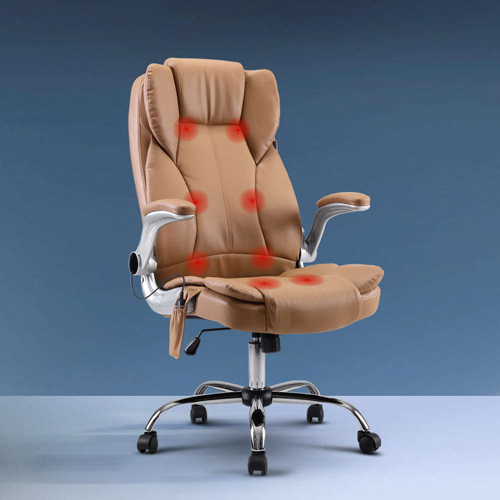 Marlook 8 Point Massage Office Chair PU Leather Espresso