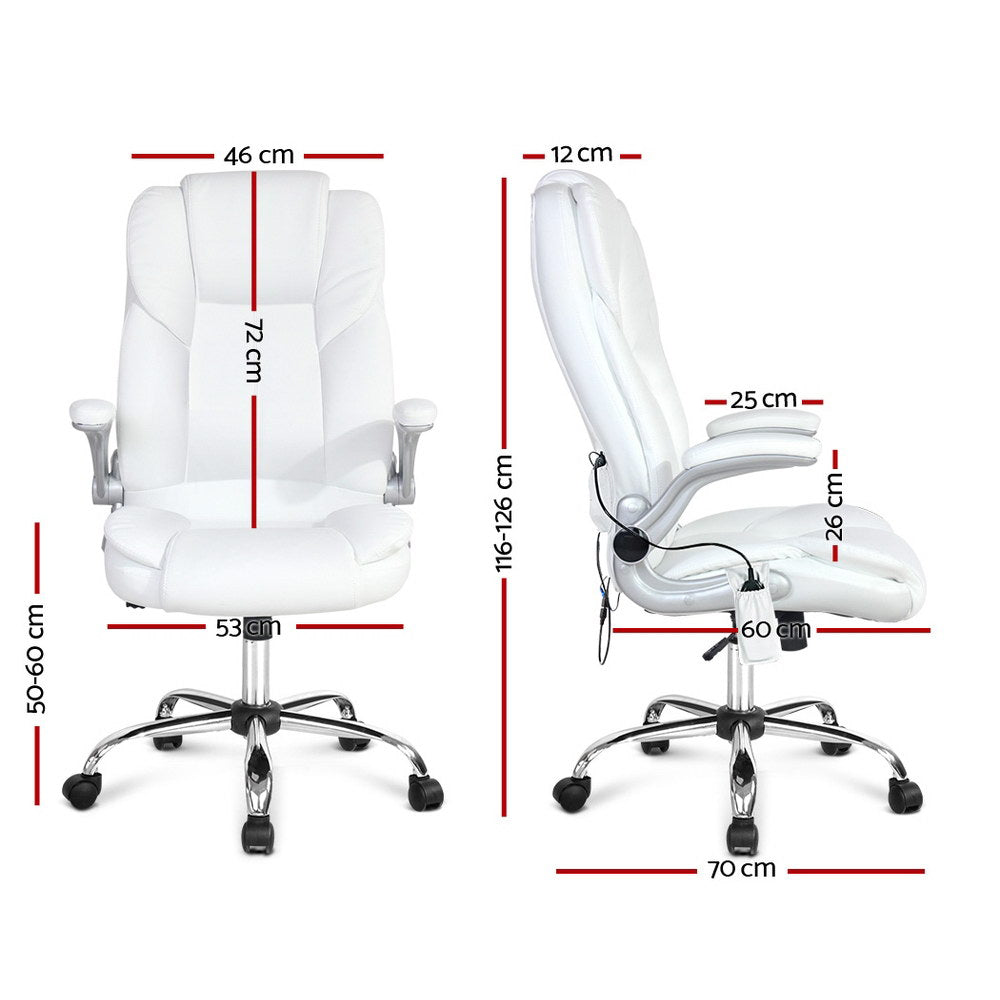 Marlook 8 Point Massage Office Chair PU Leather White