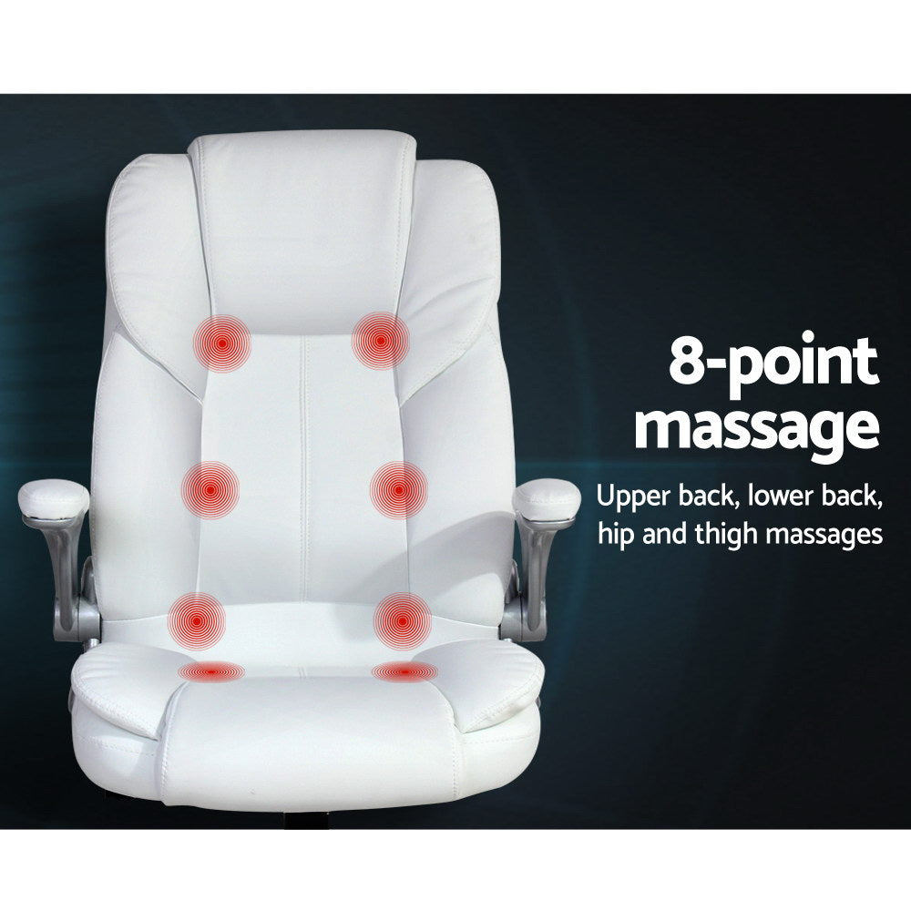 Marlook 8 Point Massage Office Chair PU Leather White