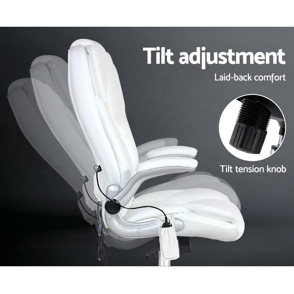 Marlook 8 Point Massage Office Chair PU Leather White