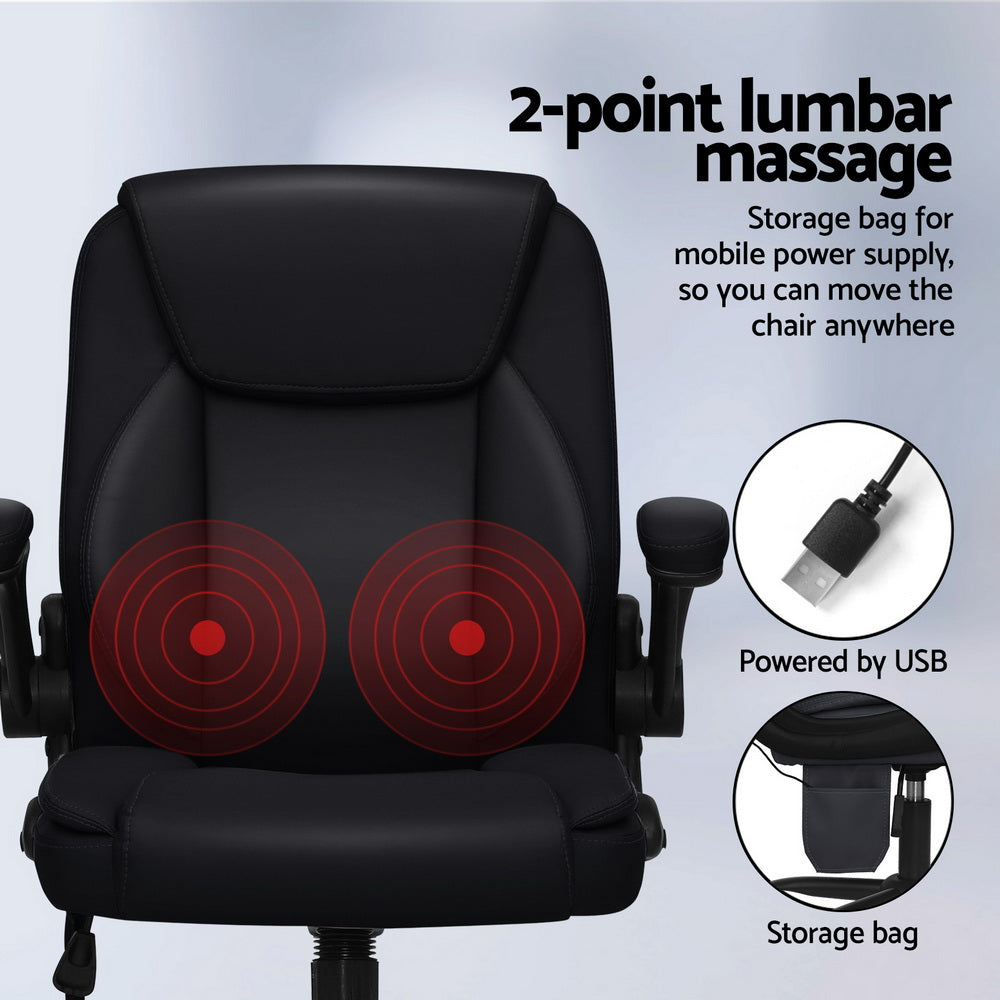 Marlook 2 Point Massage Office Chair Leather Mid Back Black