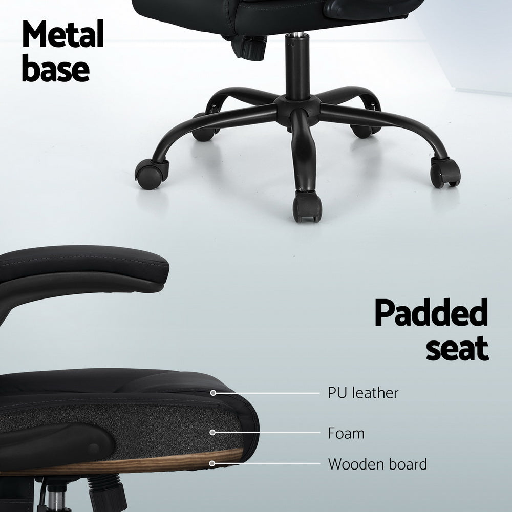 Marlook 2 Point Massage Office Chair Leather Mid Back Black