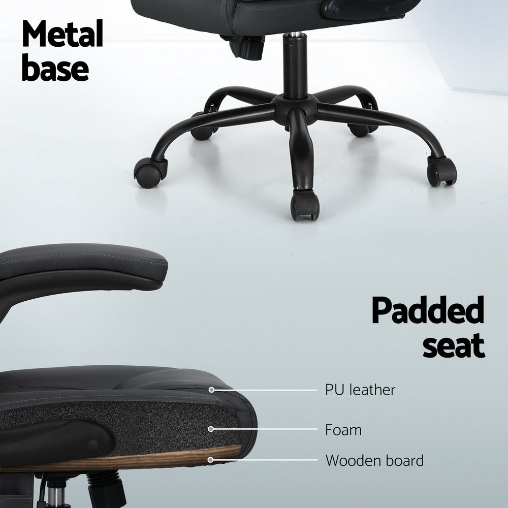Marlook 2 Point Massage Office Chair Leather Mid Back Grey