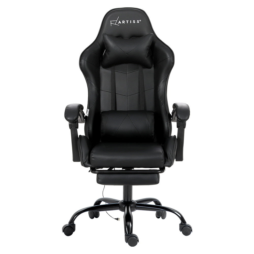 Marlook 2 Point Massage Gaming Office Chair Footrest Black