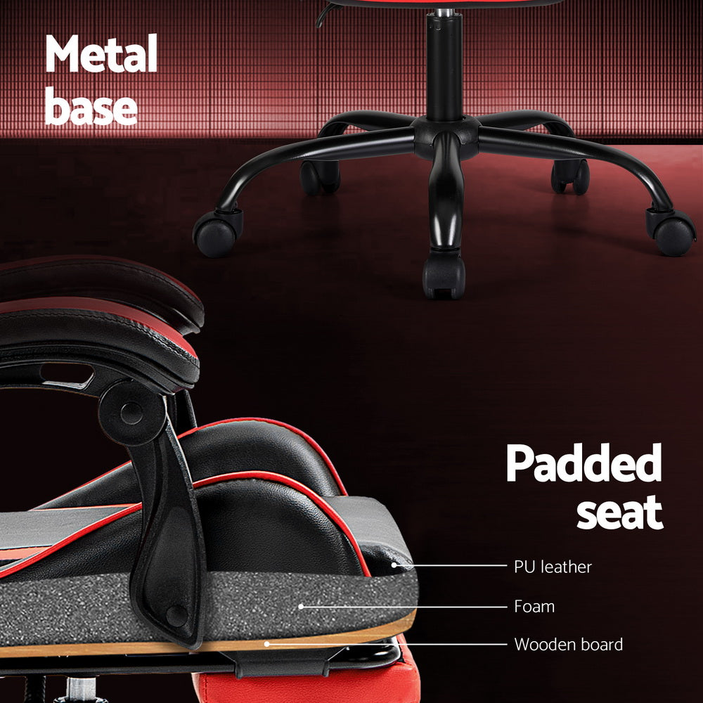 Marlook 2 Point Massage Gaming Office Chair Footrest Red