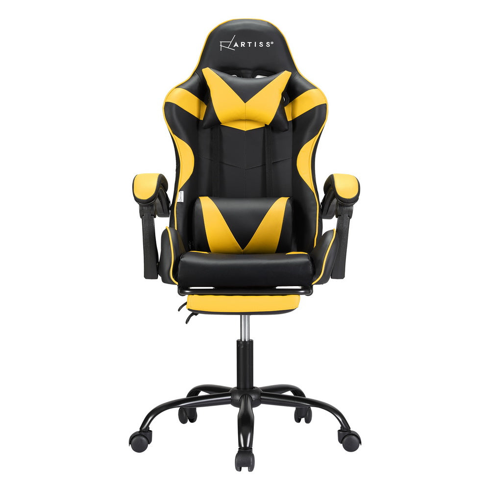 Marlook 2 Point Massage Gaming Office Chair Footrest Yellow