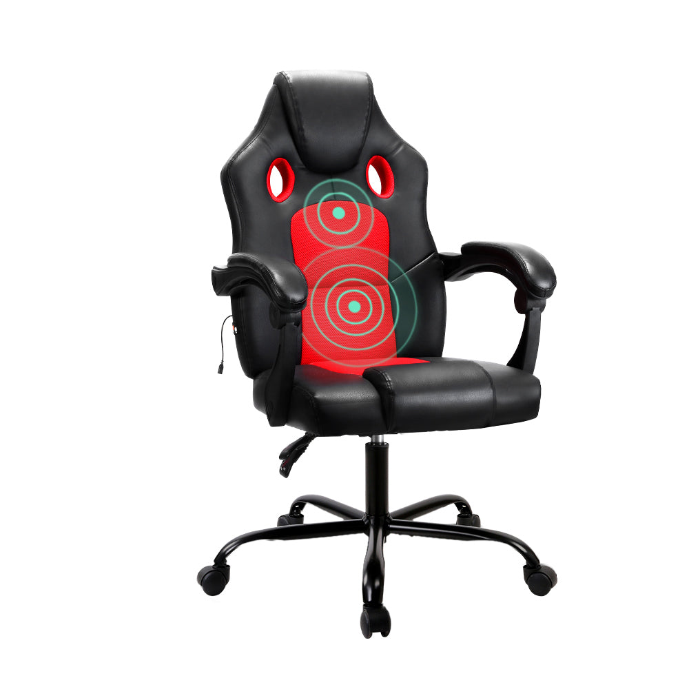 Marlook 2 Point Massage Gaming Office Chair PU Leather Red